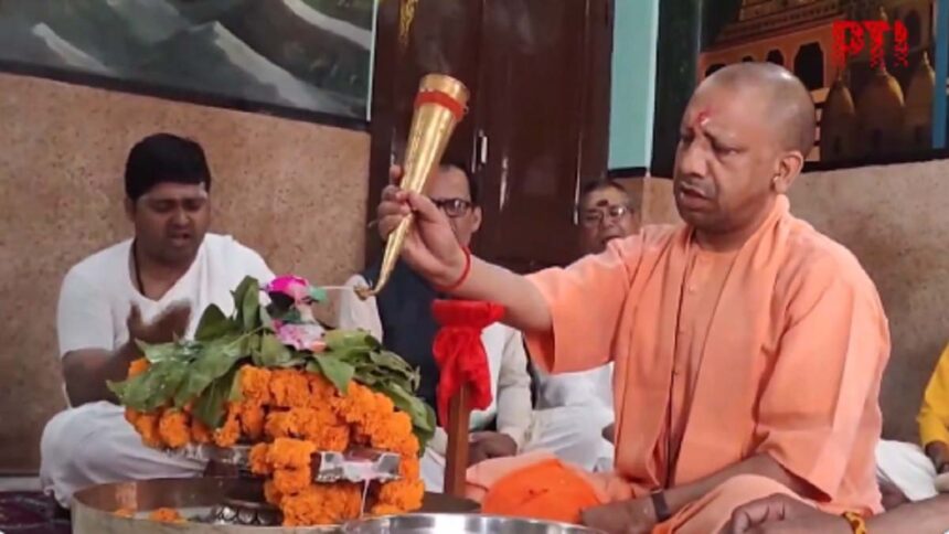 Spiritual Spectacle: CM Yogi Leads 'Rudrabhishek' Ritual