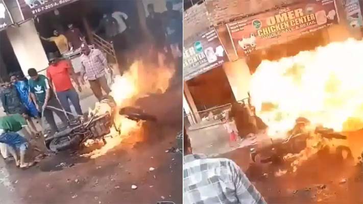 Fireball Chaos: 10 Injured as Bike Explodes in Hyderabad