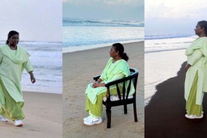 President Enjoyed The Waves And Winds On The Beach In Puri In The Morning