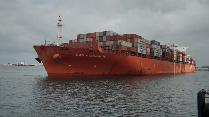 The first giant ship 'San Fernando' arrived at Vizhinjam International Sea Port in Kerala