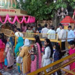 Shiva devotees gathered for Jalabhishek in the ancient Mankameshwar Mahadev temple of Prayagraj