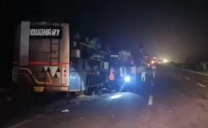 Horrific road accident on Agra-Lucknow Expressway; Sleeper bus collides with parked truck