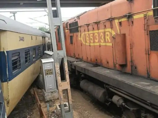 In Saharanpur, a MEMU train derailed and collided with an engine standing on the other line