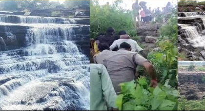 Mirzapur: 2 tourists escape death from the 250 feet famous Tanda Falls!