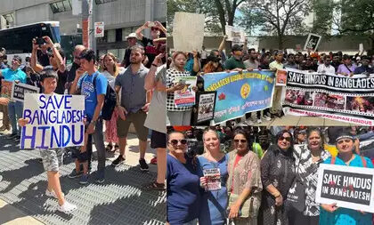 Protest in downtown Toronto, Canada over 'violence against Hindus' in Bangladesh