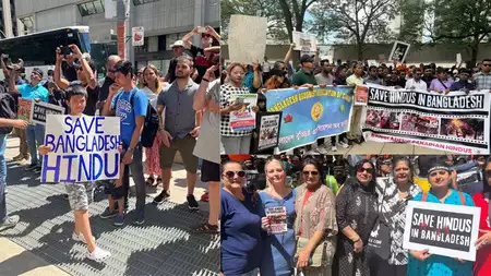 Protest in downtown Toronto, Canada over 'violence against Hindus' in Bangladesh