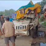 In Kaushambi, a pickup truck full of devotees collided with a parked container, 3 people including a woman died, 17 injured