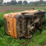 Magic van full of school children overturned in a ditch