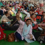 Contract NHM workers staged a sit-in outside the CS office over their demands