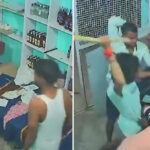 The goons broke into the liquor shop and beat up the salesman after knocking him down